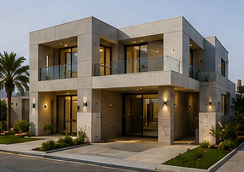 Modern villa construction and building works